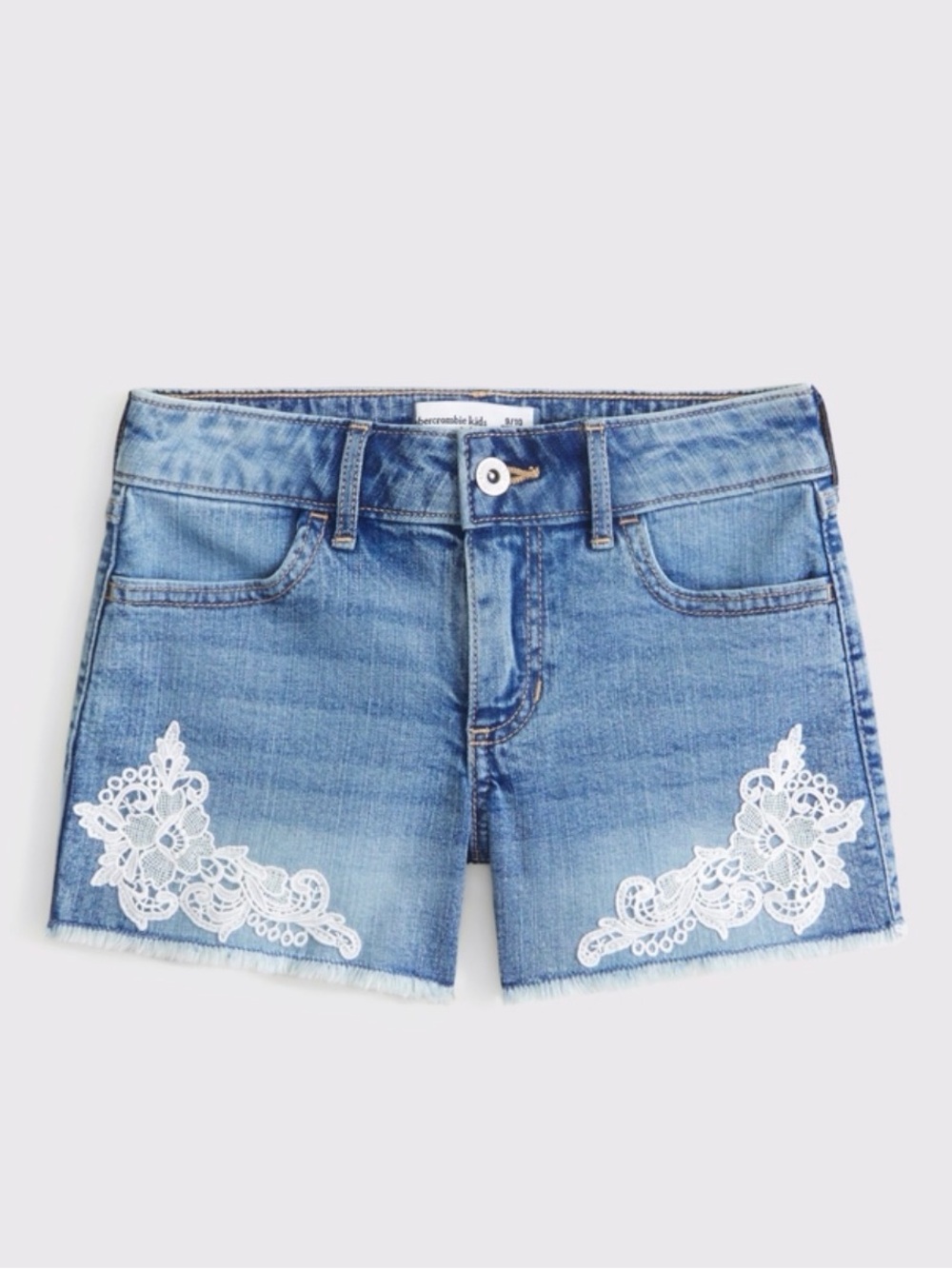 abercrombie kids Low Rise Midi Shorts with White Lace